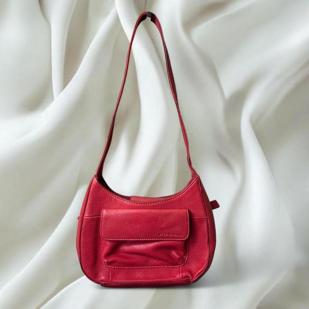 Fossil‎ 1990s red leather hobo shoulder bag y2k vintage